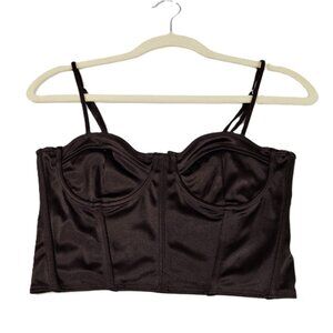 H&M Divided Sz S Cropped Bustier Stretch Satin Jersey With A Sheen Narrow Straps